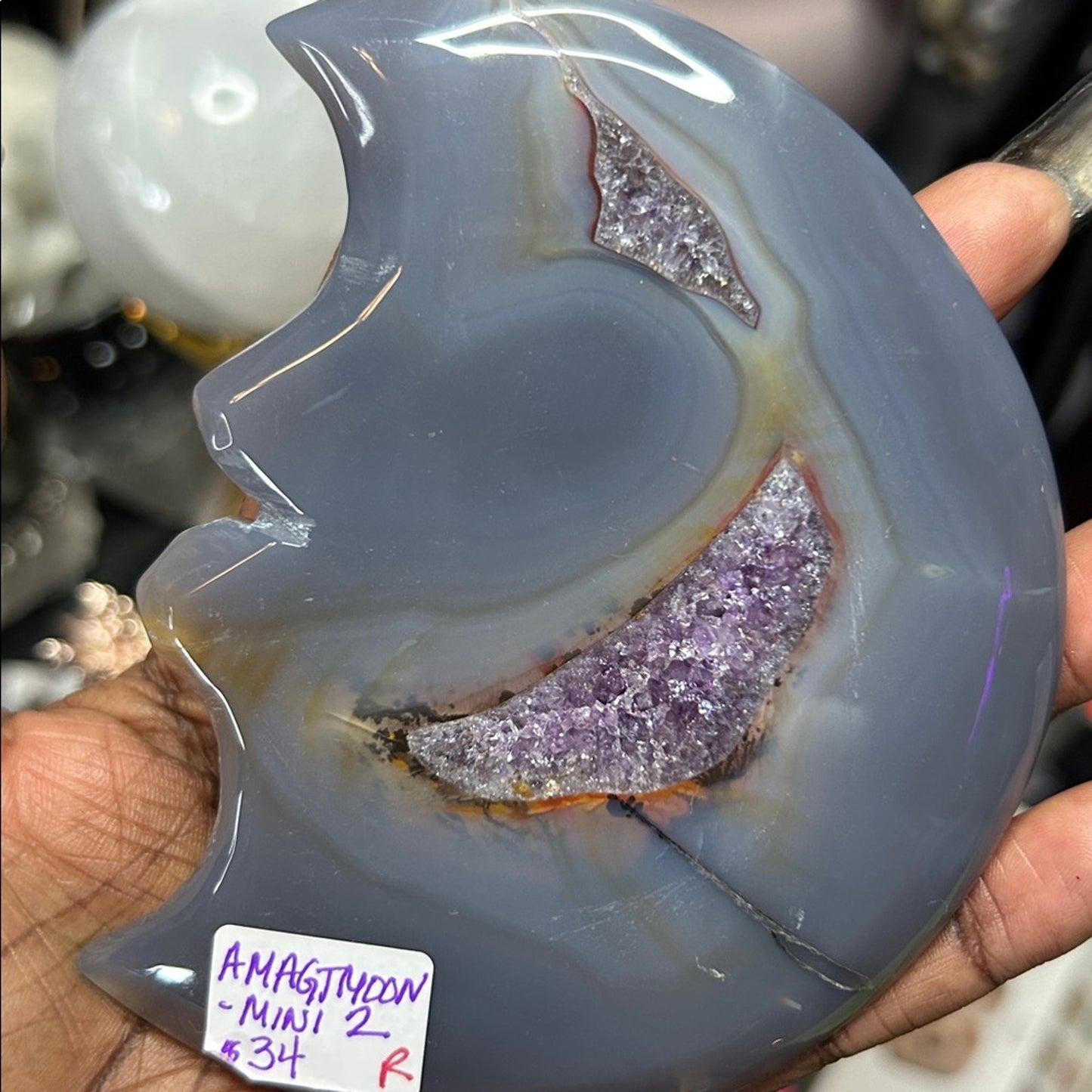 Amethyst, Quartz, & Agate Moon Custom carving AMAGTMOON-Mini2