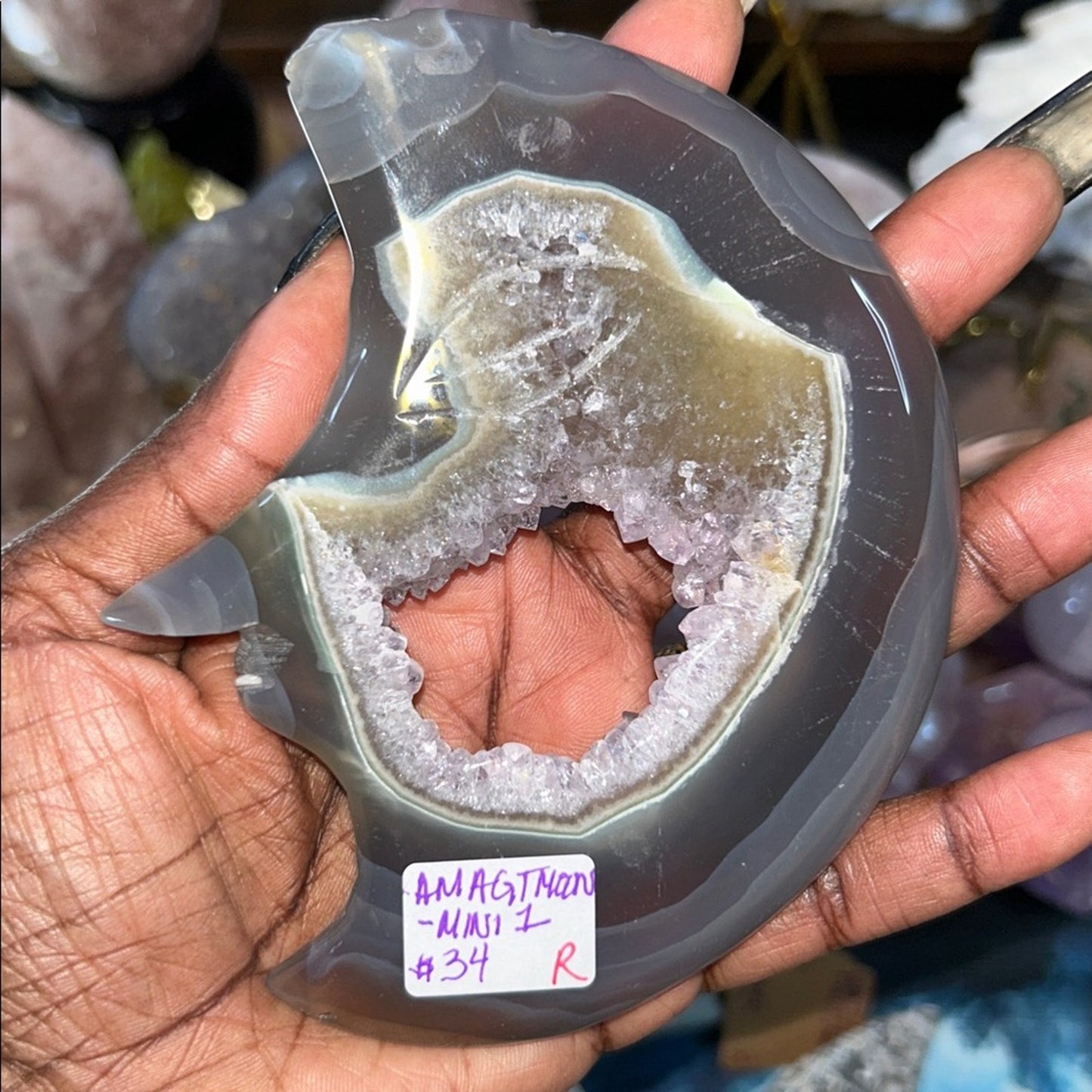 Quartz, & Agate Moon Custom carving AMAGTMOON-Mini1