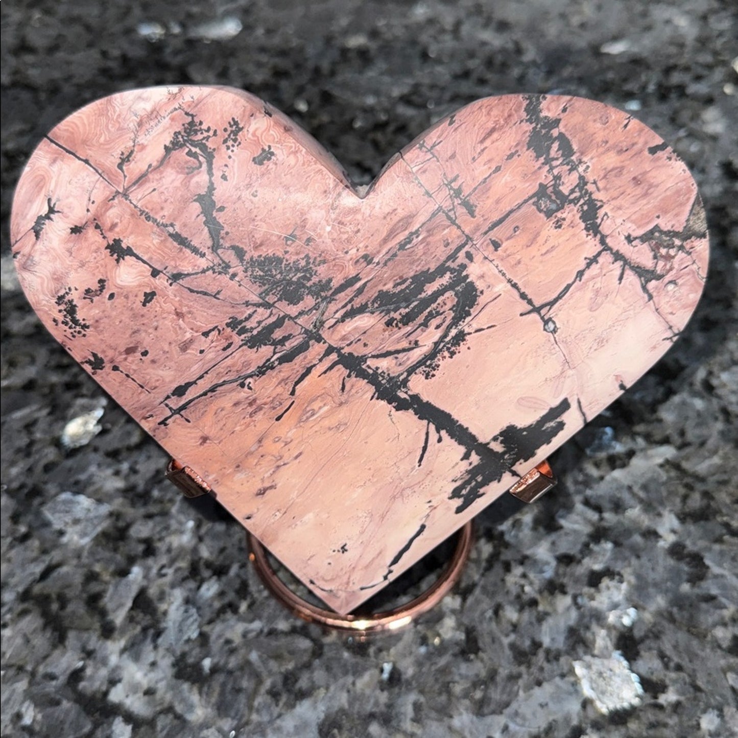 Pink Picture Jasper Heart & Stand Set - PINKPJHEART-001
