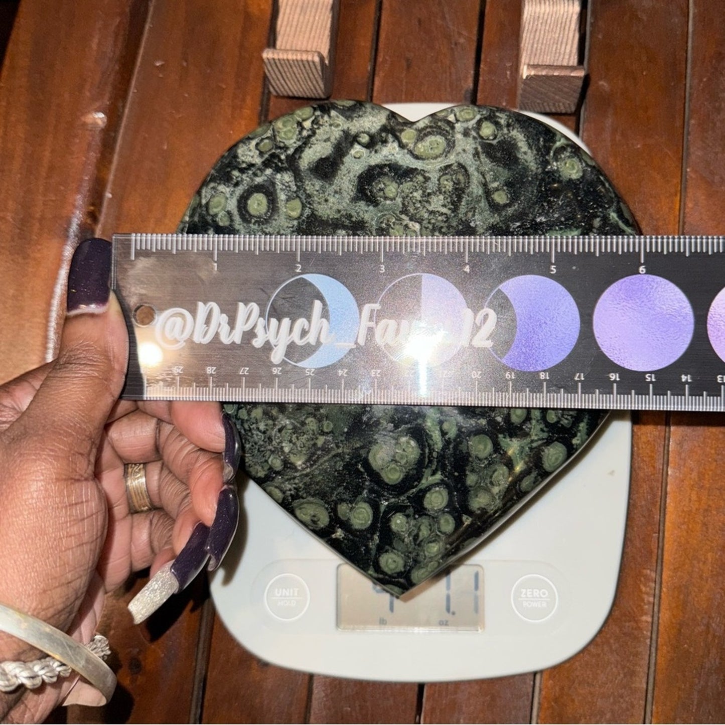 Kambaba Crystal Heart with Wood Stand