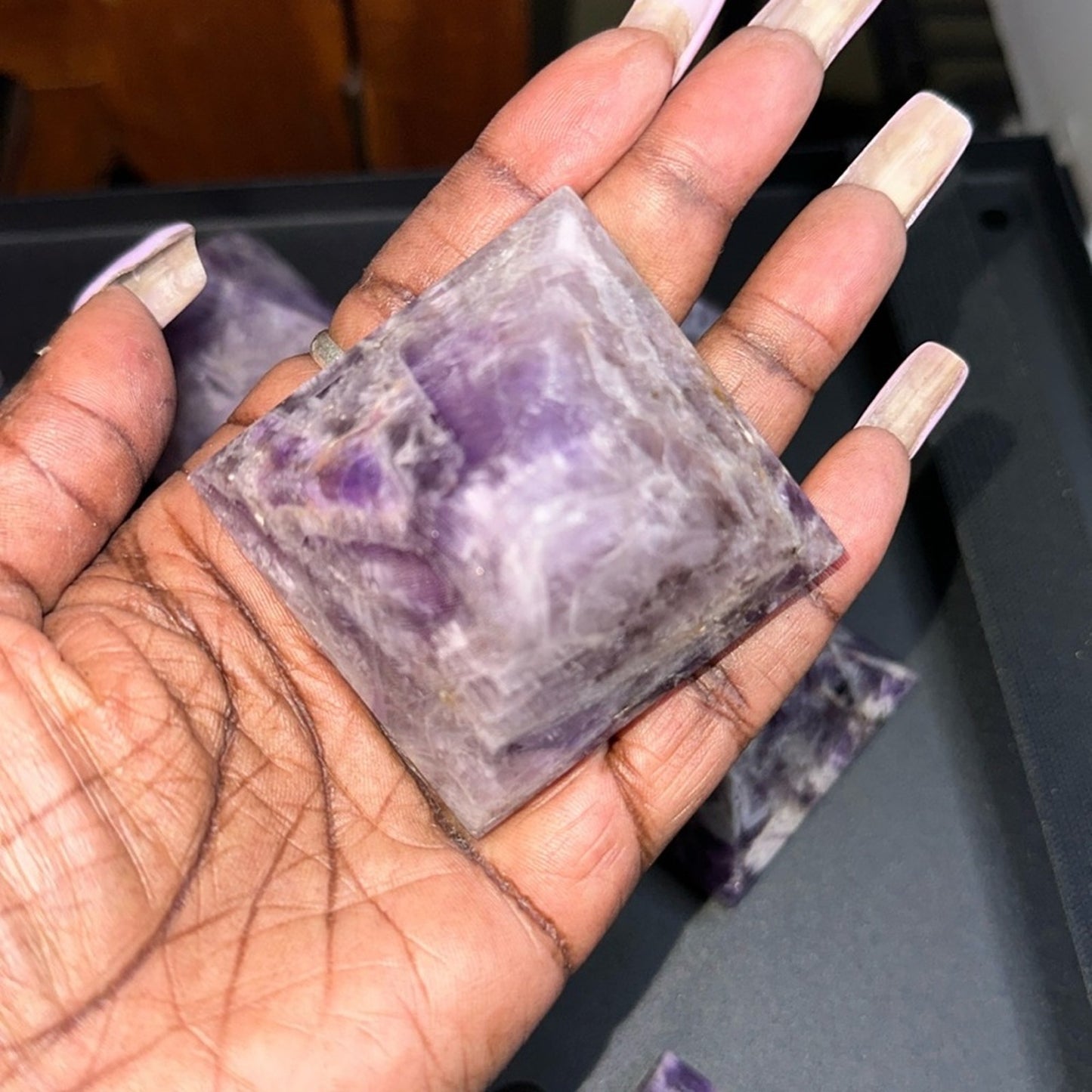 Chevron Dream Amethyst Pyramid Carvings Columns 1, 2, 3 - Price for 1