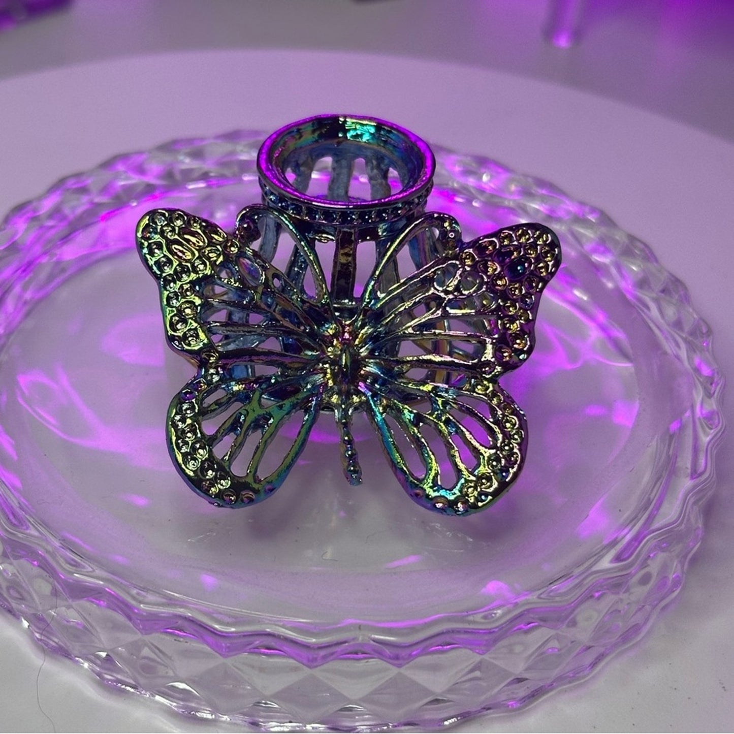 2 for $29 - Butterfly Crystals Rocks Precious Gem Sphere Holder Stand - Rainbow