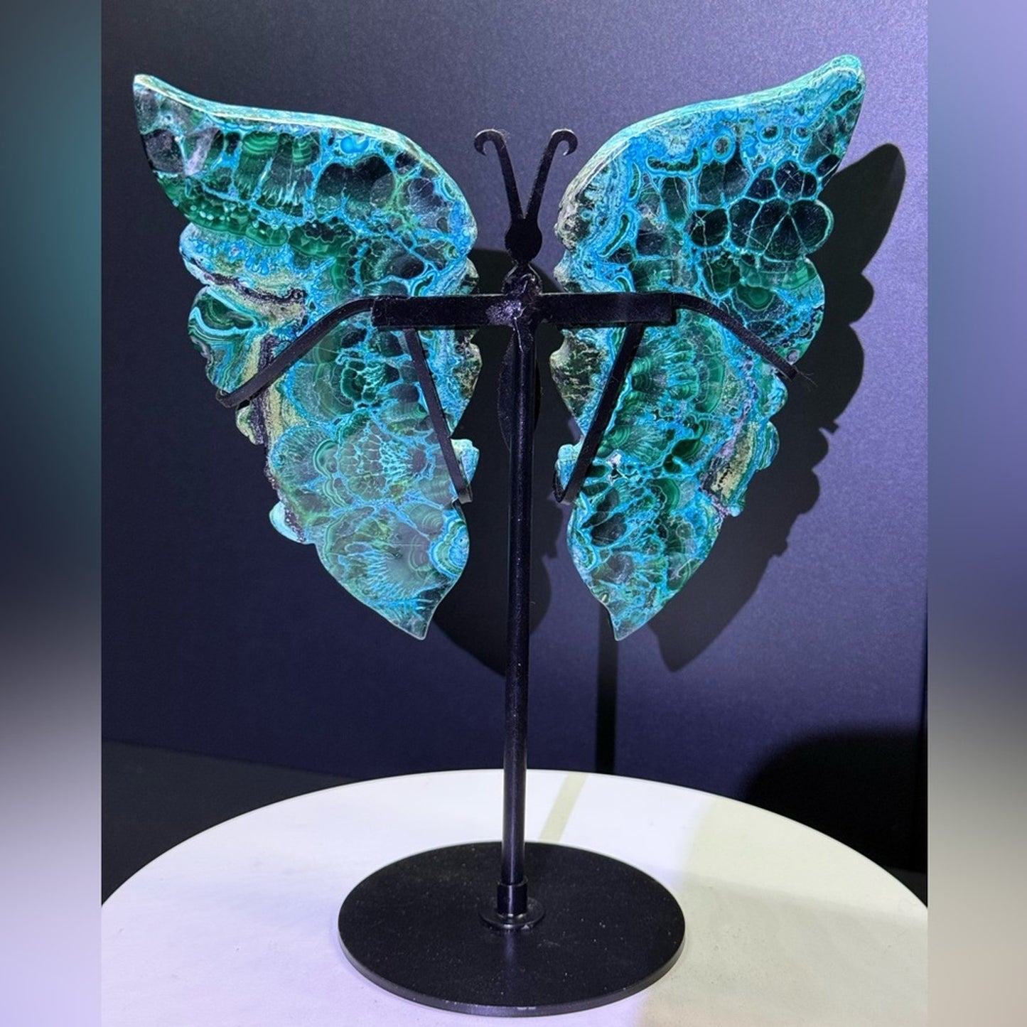 Chrysocolla and Malachite Custom Butterfly and Stand - CHRYSOBTFLY