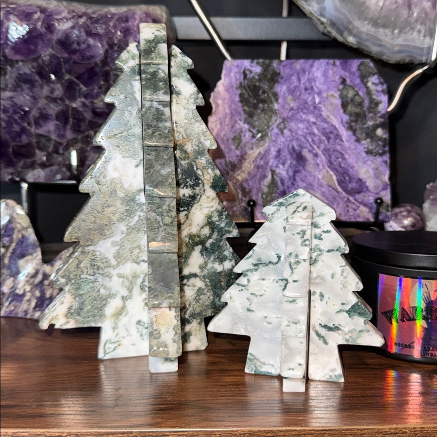 Moss Agate Tree Puzzle set