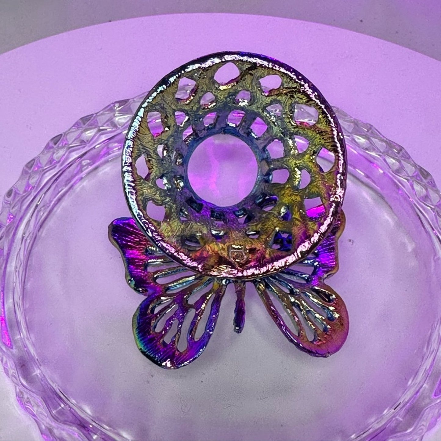 2 for $29 - Butterfly Crystals Rocks Precious Gem Sphere Holder Stand - Rainbow