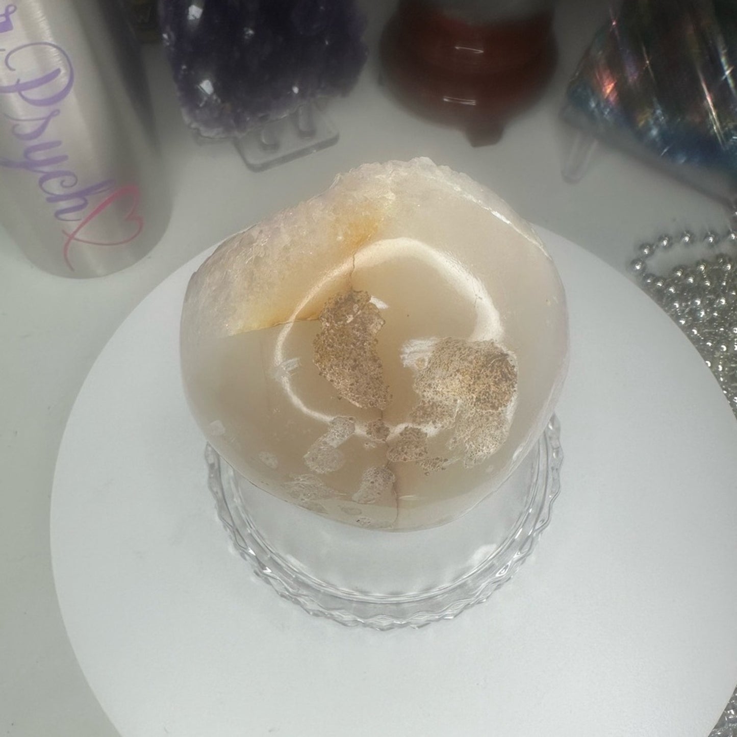 Amethyst (Clear-Pink-Lavender) Sphere w/Agate ~ 85MM AMAGSP001