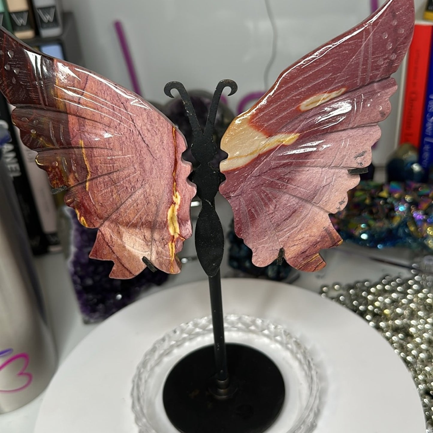 Mookaite custom Butterfly Pink Purple carving #168