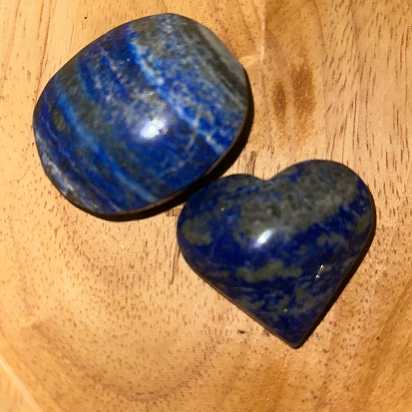 Lapis Lazuli Heart Palm stone set (2)- LAPISHRTPLMSTNSET-001