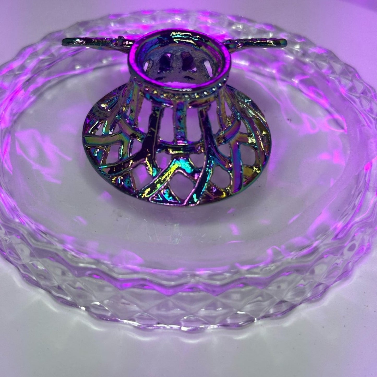 Butterfly Crystals Rocks Precious Gem Sphere Holder Stand - Rainbow Color