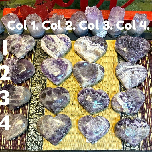 Chevron Dream Amethyst Heart Carvings Column 1, 2, 3, 4 - Price for 1