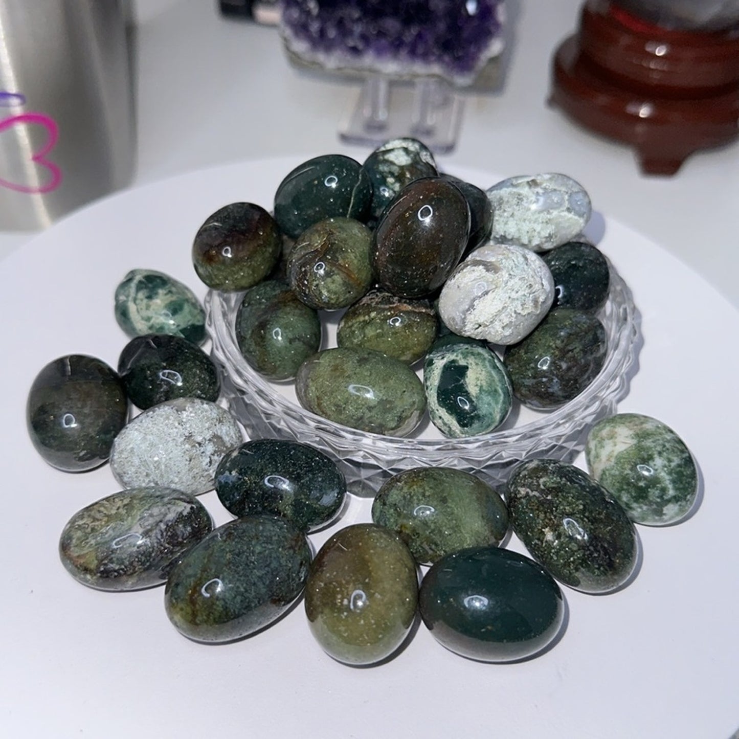 Moss Agate Tumbles 1/2 kg - MOSSAGATETUMB