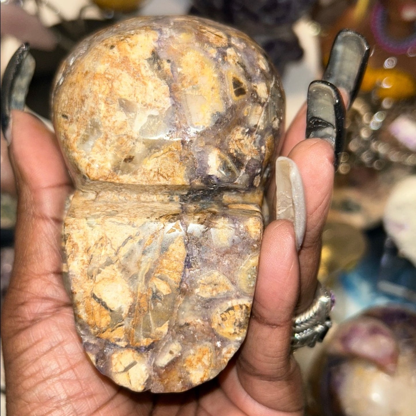 Natural Opalized Fluorite Root Stone Skull Custom